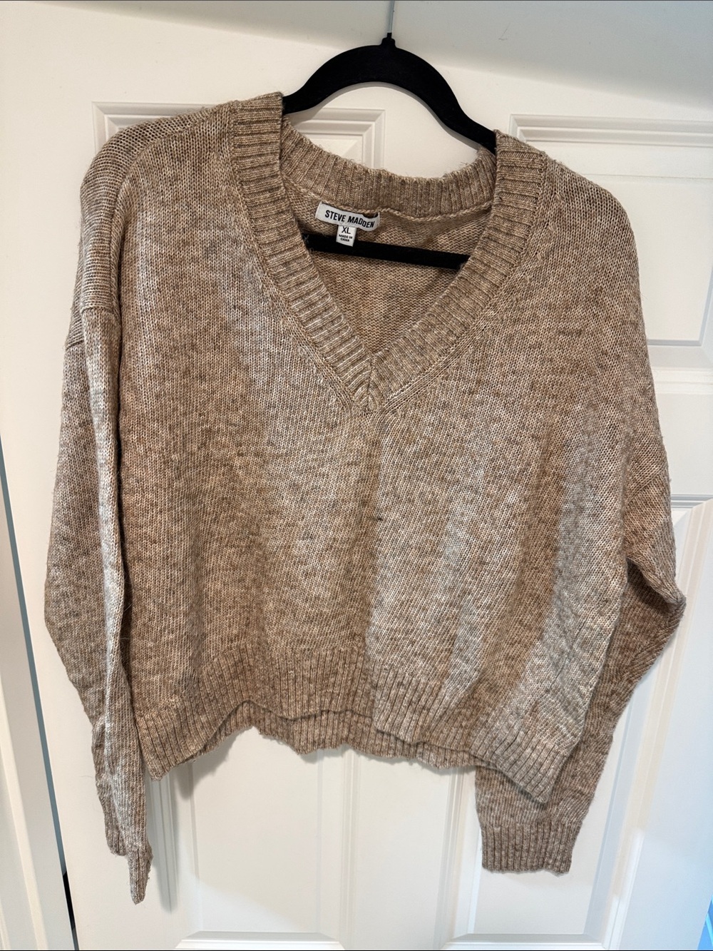 Steve Madden Taupe V-Neck Knit Sweater